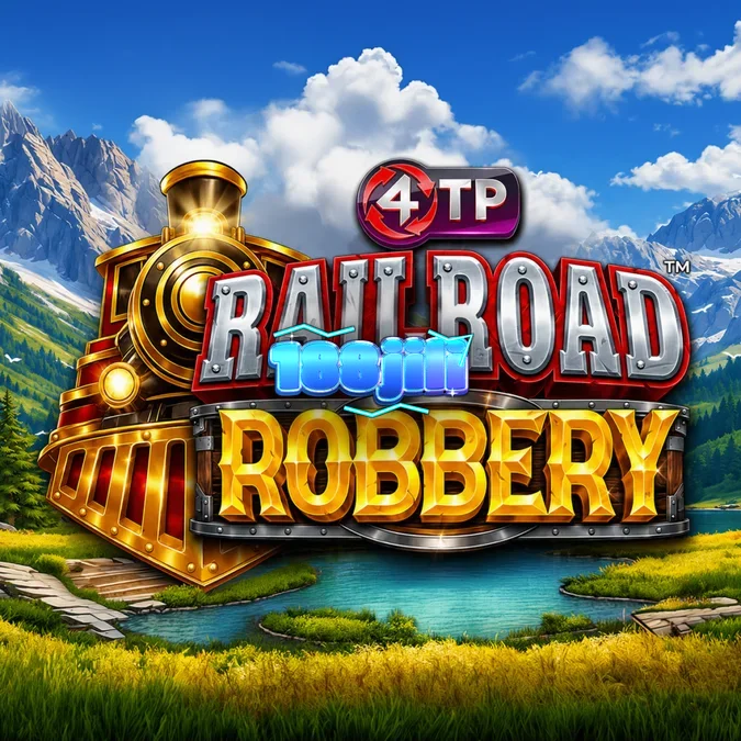 Isang screenshot ng gameplay ng 4TP Railroad Robbery na nagpapakita ng tren at mga reels.